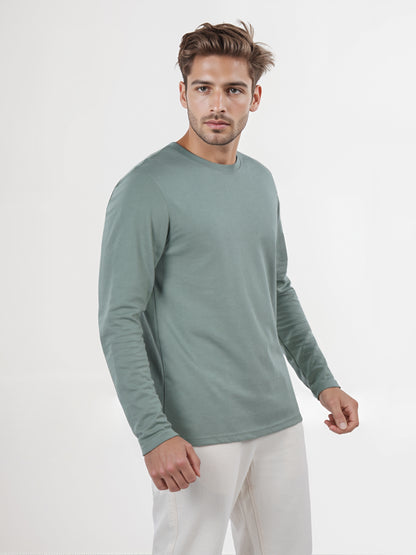 Celio* Men Green Solid Regular Fit Cotton T-Shirt