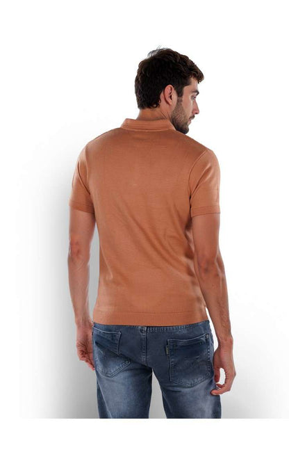Celio* Solid Regular Fit Cotton Brown T-Shirt