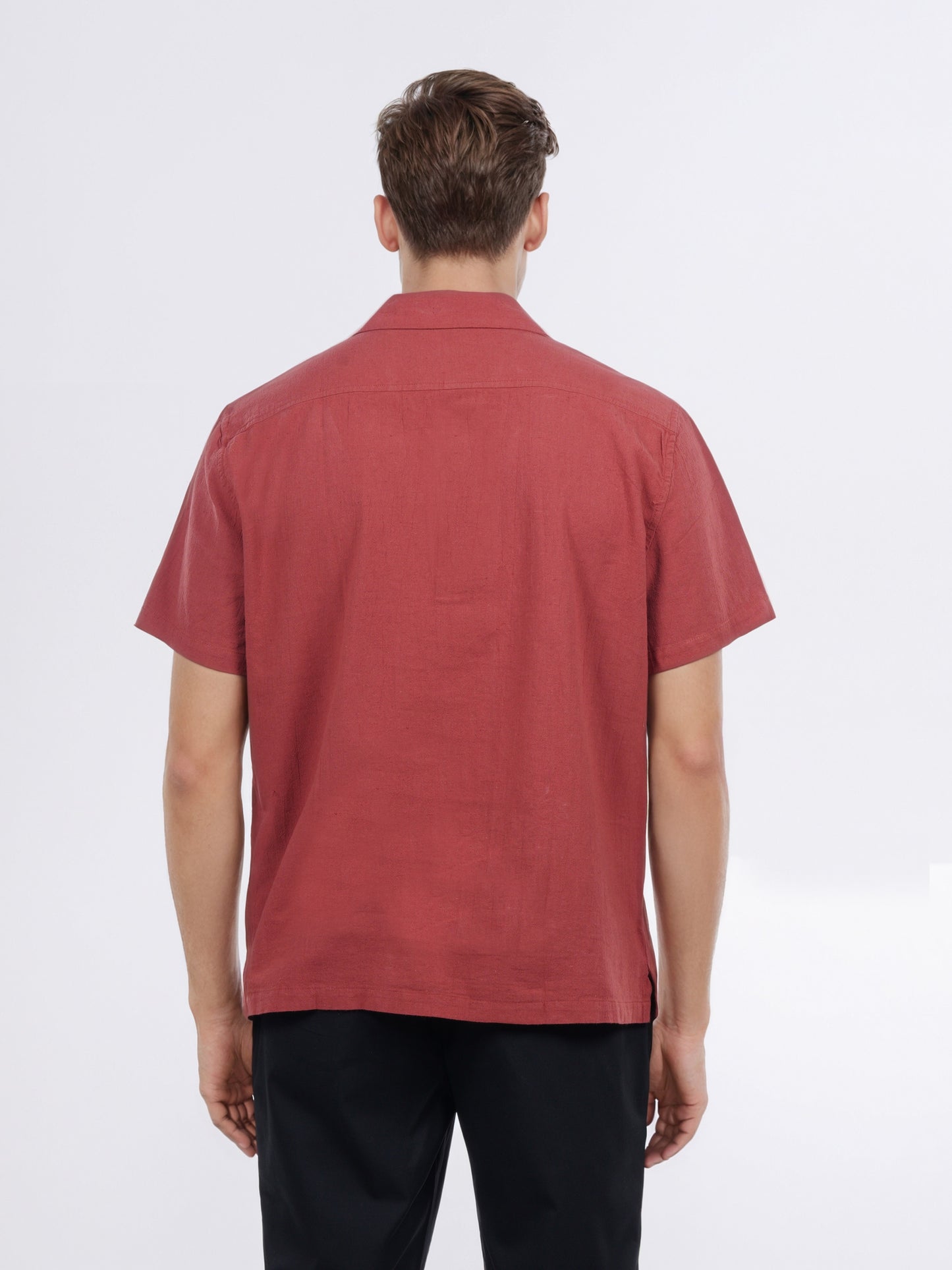 Celio* Men Red Embroidered Boxy Cotton Shirt