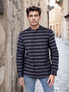Celio Men Navy Blue Striped Regular Fit Cotton Shirts