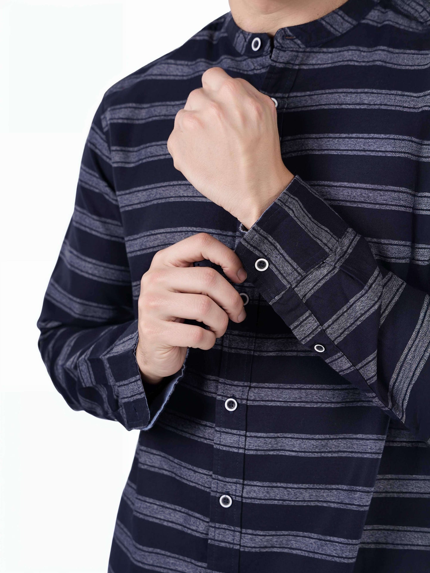 Celio Men Navy Blue Striped Regular Fit Cotton Shirts