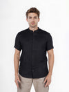 Celio* Solid Regular Fit Linen Black Shirt