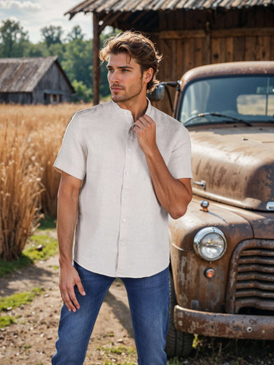 Celio Men Off White Solid Regular Fit Linen Shirts