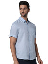 Celio* Solid Regular Fit Linen Blue Shirt