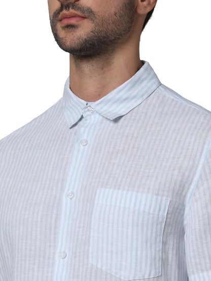 Blue Striped Linen Shirt