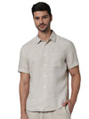 Celio* Men Off White Solid Regular Fit Linen Shirts