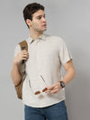 Celio* Solid Regular Fit Linen Off White Shirt