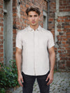 Celio* Solid Regular Fit Linen Off White Shirt