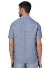 Celio* Solid Regular Fit Linen Blue Shirt