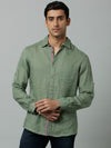 Celio Men Olive Solid Regular Fit Linen Shirts