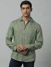Celio* Men Green Solid Regular Fit Linen Shirts