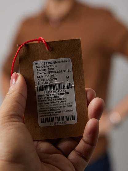 Celio Men Brown Solid Regular Fit Linen Shirts