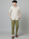Celio Men Beige Solid Regular Fit Linen Shirts