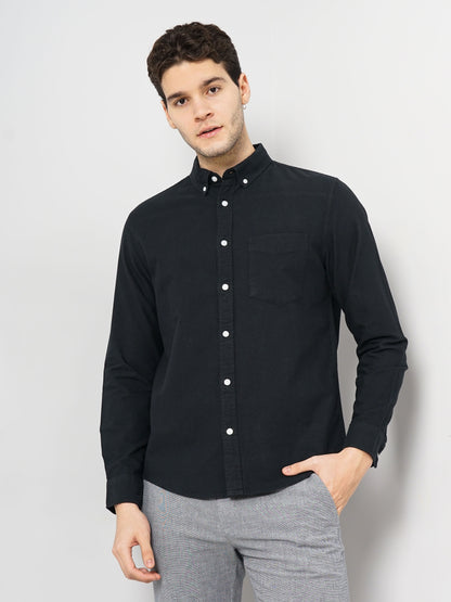 Black Solid Cotton Shirt