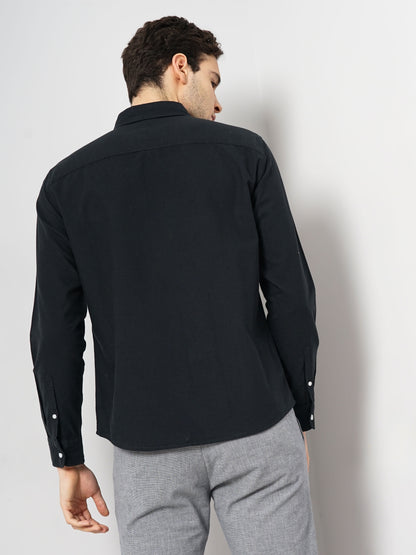 Black Solid Cotton Shirt