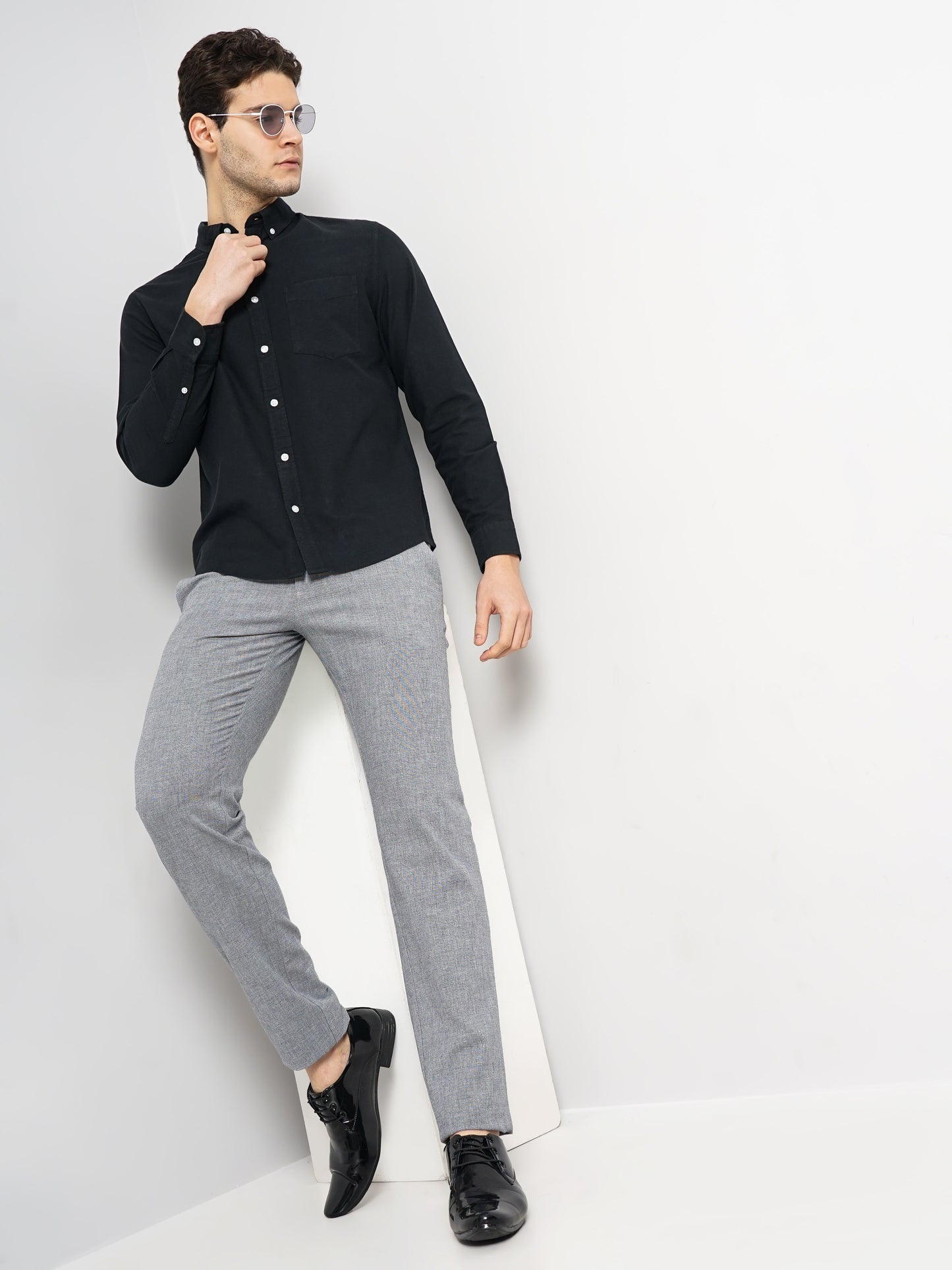 Black Solid Cotton Shirt