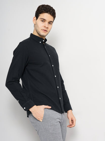 Black Solid Cotton Shirt