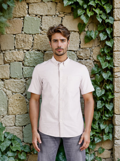 Celio* Men Beige Solid Regular Fit Cotton Casual Shirt