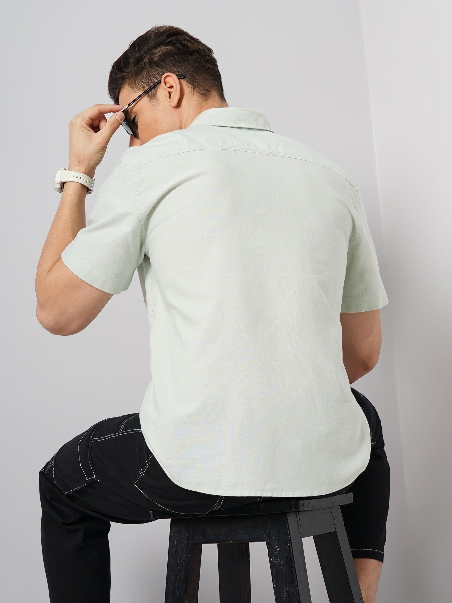 Green Solid Cotton Shirt