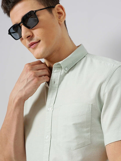 Green Solid Cotton Shirt