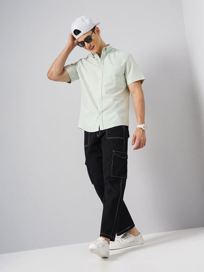 Green Solid Cotton Shirt