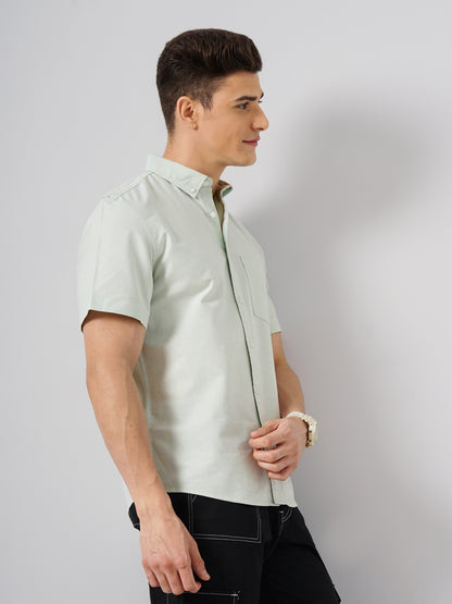 Green Solid Cotton Shirt