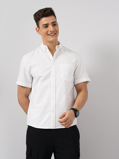 White Solid Cotton Shirt