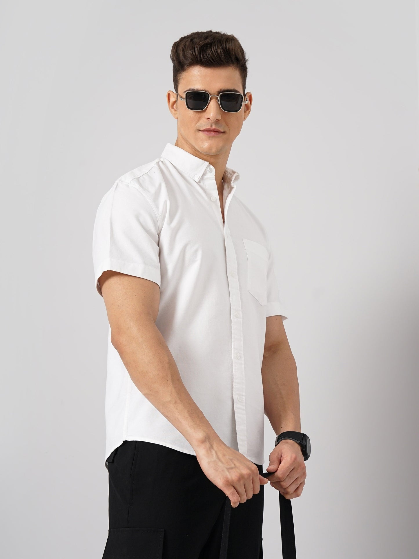 White Solid Cotton Shirt