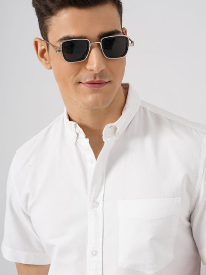 White Solid Cotton Shirt