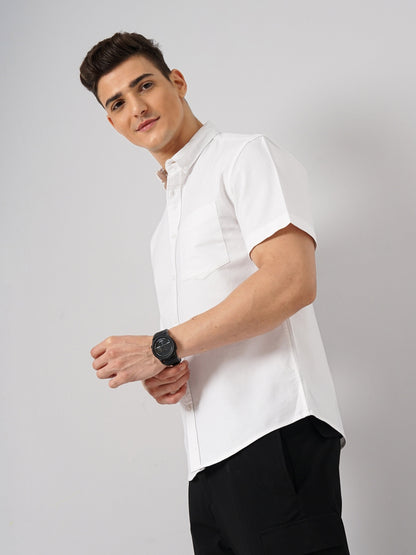 White Solid Cotton Shirt