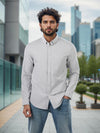 Celio* Solid Regular Fit Cotton Grey Shirts