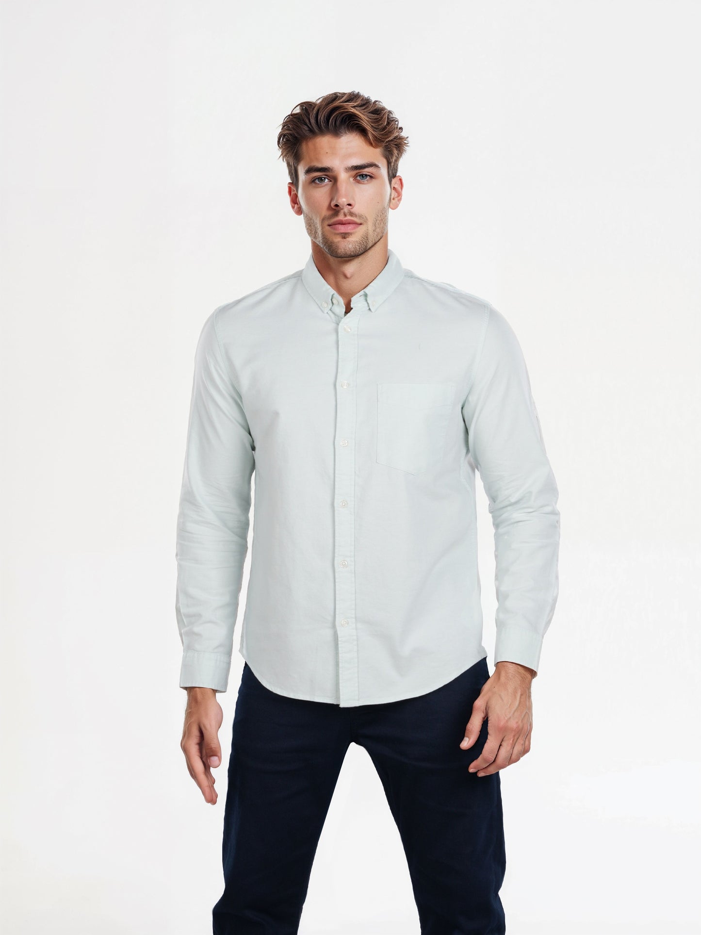 Celio Men White Solid Regular Fit Cotton Shirts