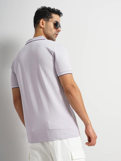 Purple Solid Cotton Polo