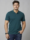 Celio* Solid Regular Fit Cotton Teal T-Shirt