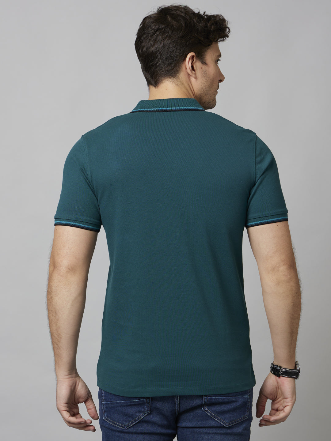 Teal Solid Cotton T-Shirt