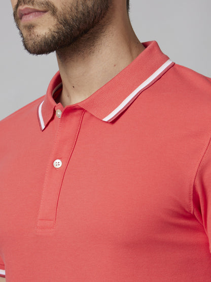 Pink Solid Cotton Polo