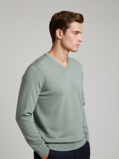 *Celio Men Green Solid Regular Fit Cotton Sweaters