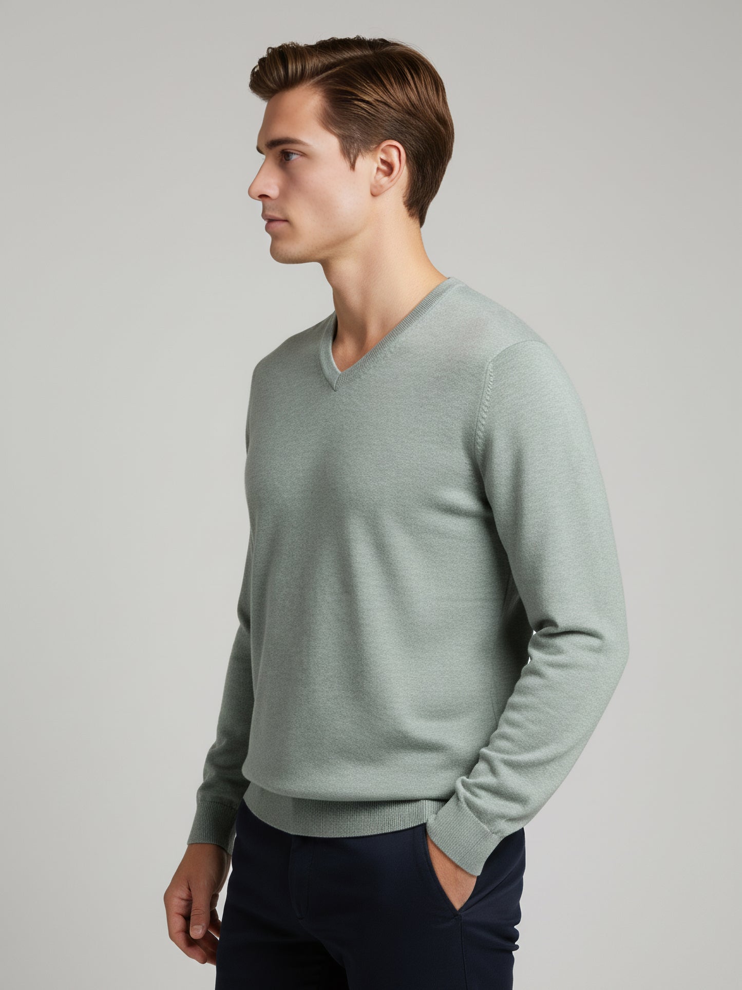 *Celio Men Green Solid Regular Fit Cotton Sweaters
