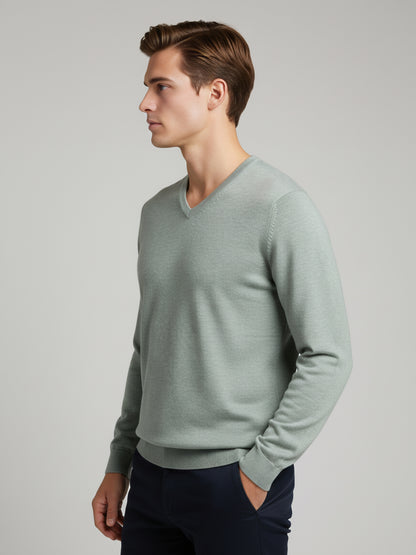 *Celio Men Green Solid Regular Fit Cotton Sweaters