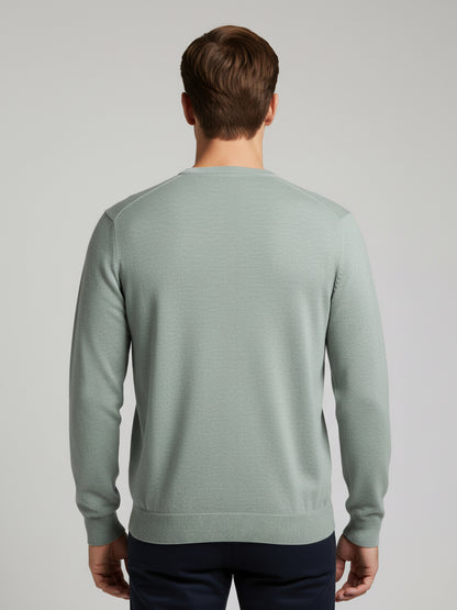 *Celio Men Green Solid Regular Fit Cotton Sweaters