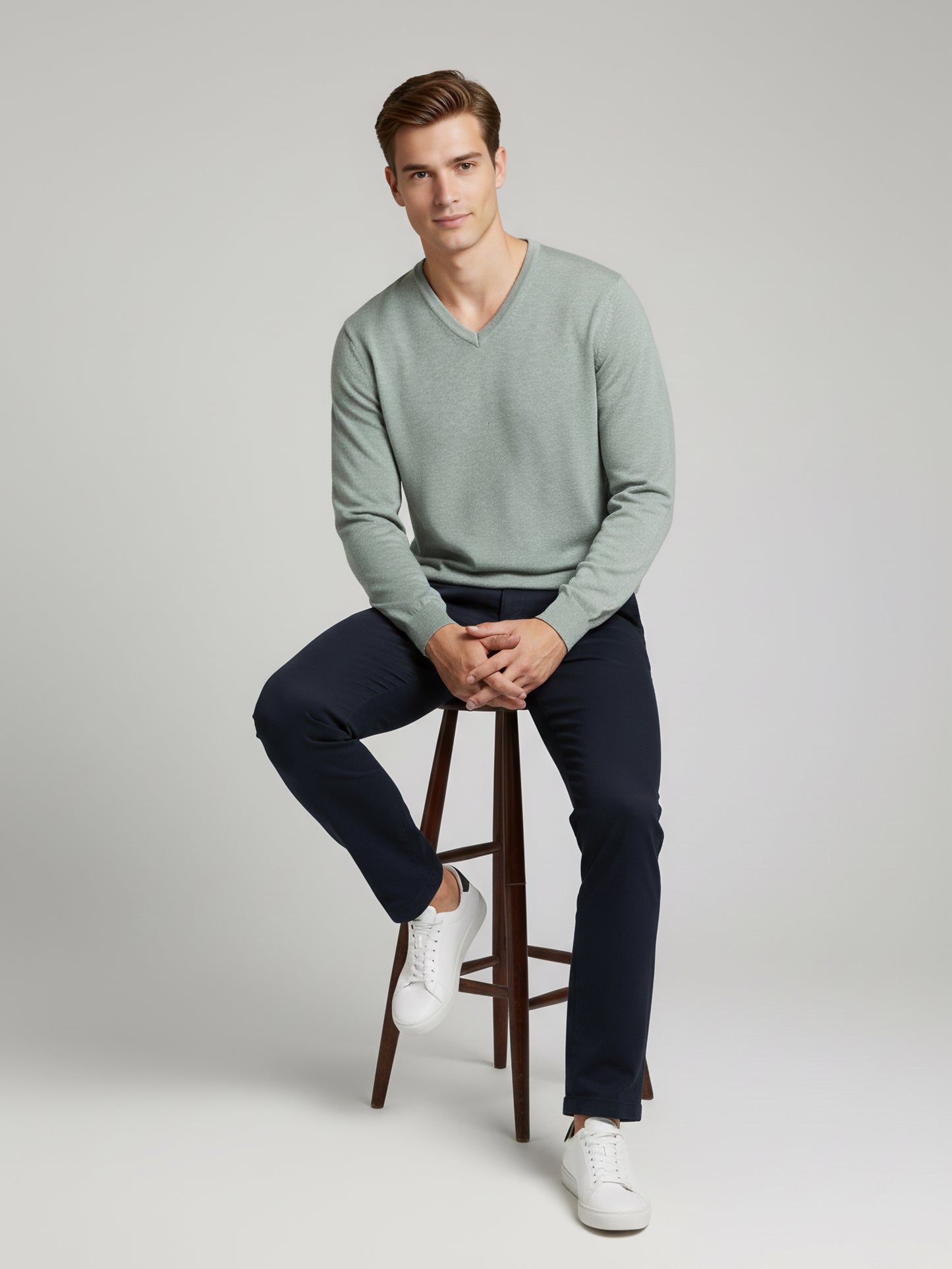 *Celio Men Green Solid Regular Fit Cotton Sweaters