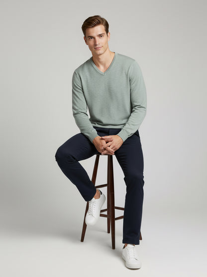 *Celio Men Green Solid Regular Fit Cotton Sweaters