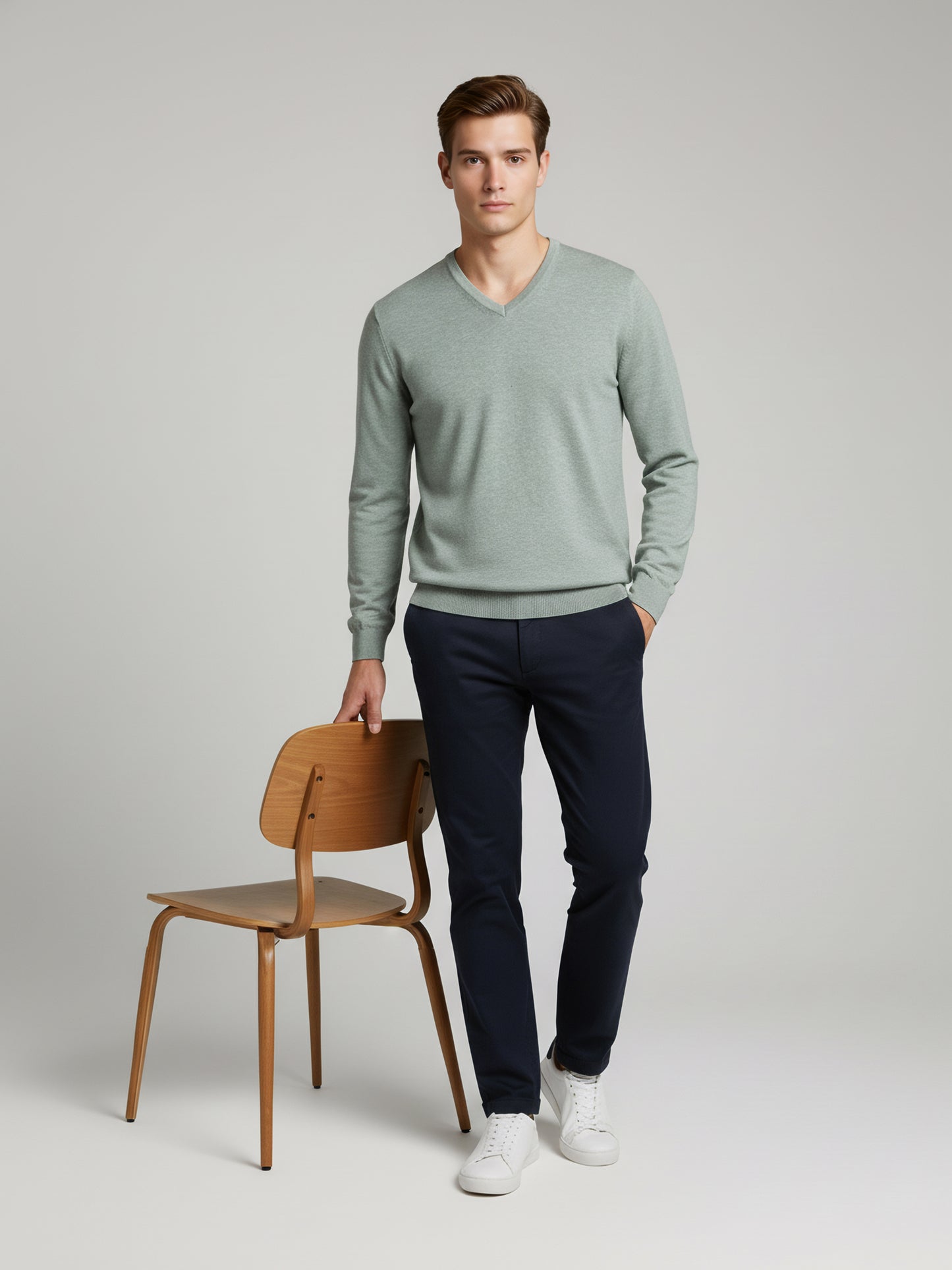 *Celio Men Green Solid Regular Fit Cotton Sweaters