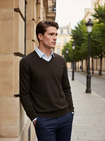 *Celio Men Brown Solid Regular Fit Cotton Sweaters