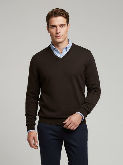 *Celio Men Brown Solid Regular Fit Cotton Sweaters