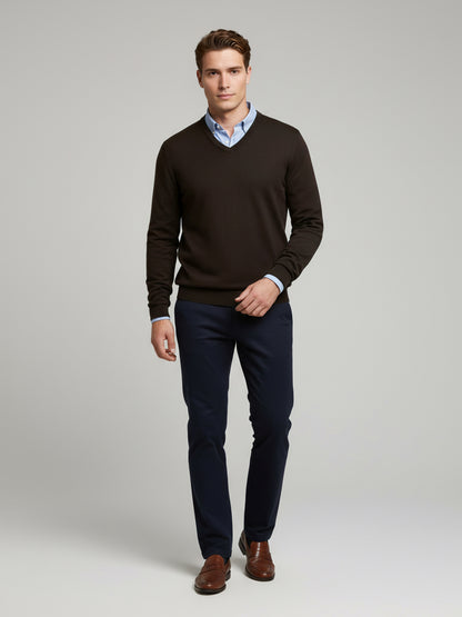 *Celio Men Brown Solid Regular Fit Cotton Sweaters