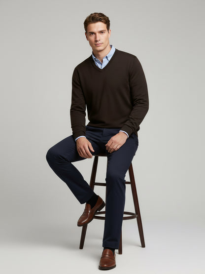 *Celio Men Brown Solid Regular Fit Cotton Sweaters