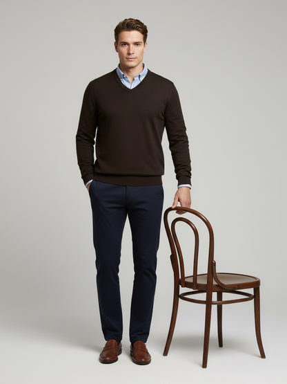 *Celio Men Brown Solid Regular Fit Cotton Sweaters