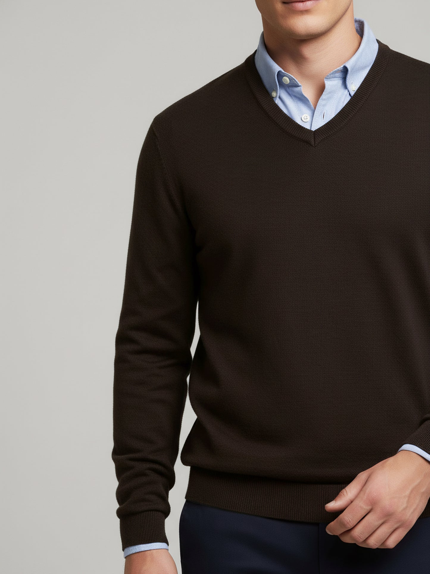 *Celio Men Brown Solid Regular Fit Cotton Sweaters