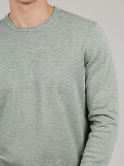 *Celio Men Green Solid Regular Fit Cotton Sweaters